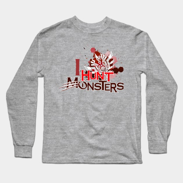 I Hunt Monsters - Red variant Long Sleeve T-Shirt by MinosArt